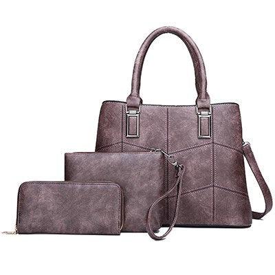 Luxury 3 Piece Leather Tote Set | Genuine Leather Cowgirl Shoulder Bag & Clutch - Country in My Heart