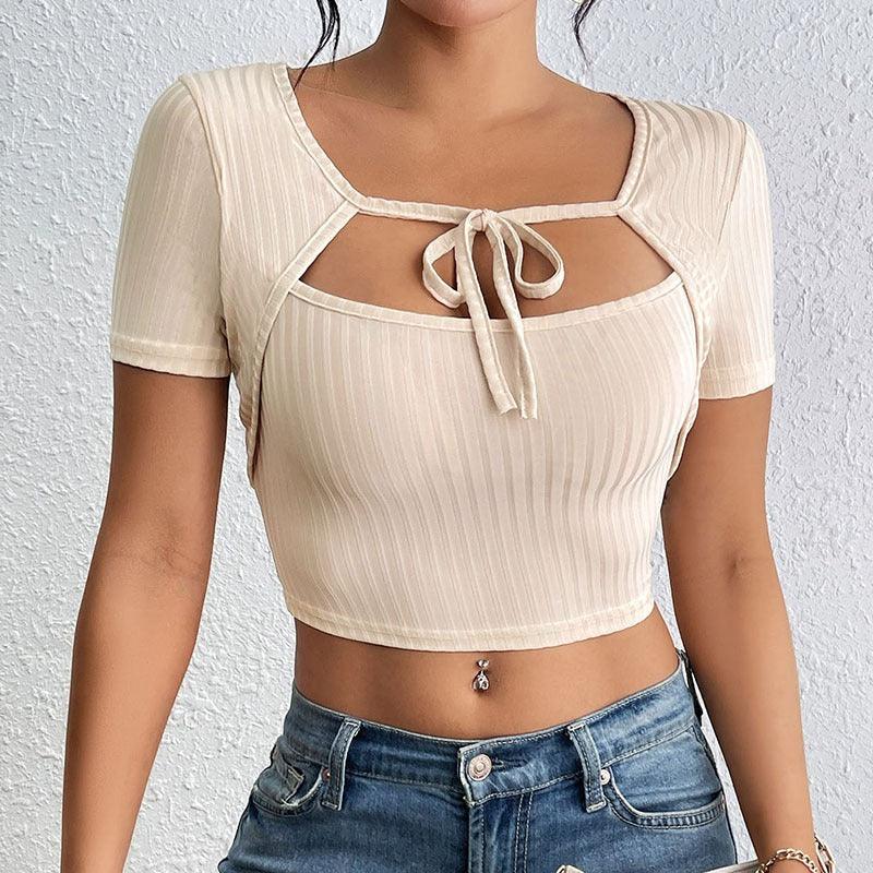 Silky Textured Crop Top – Chic Asymmetrical Collar Top for Casual & Formal Wear - Country in My Heart