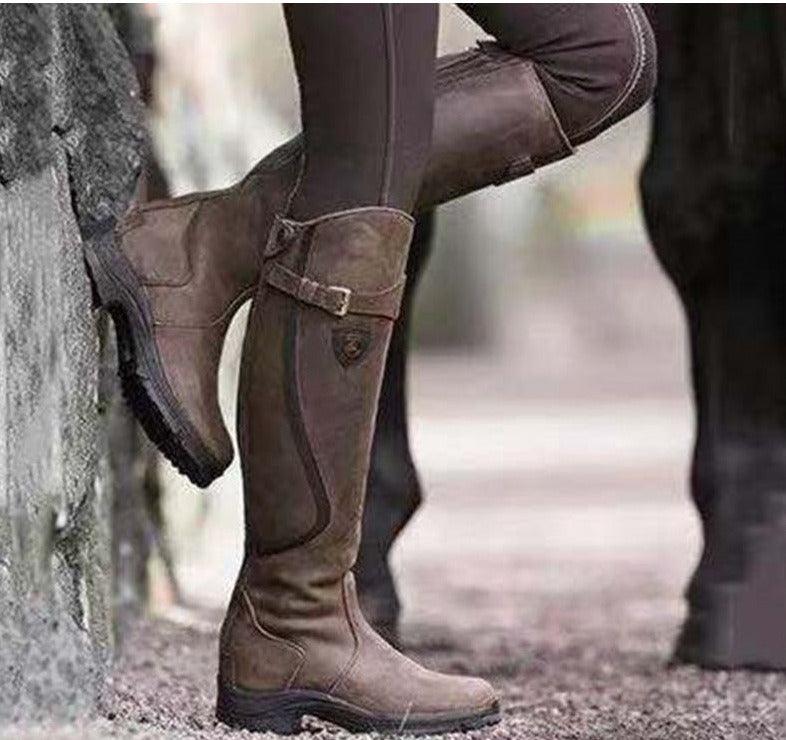 Vintage Ride Leather Boots - Stylish Retro Riding Boots for Trendy Women - Country in My Heart