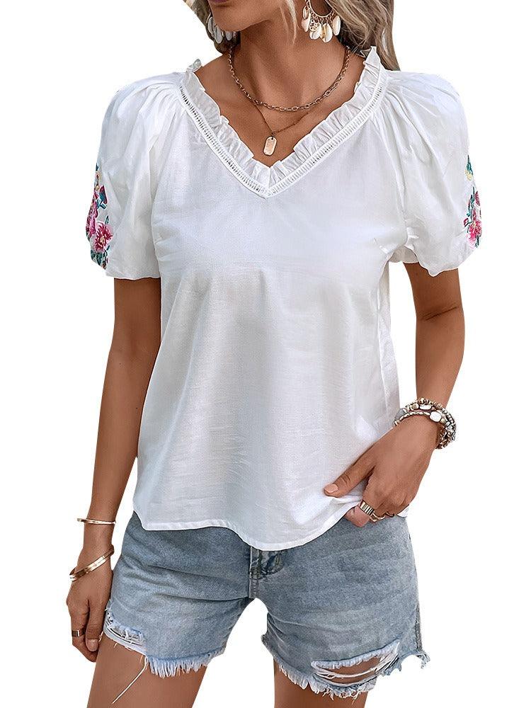 Flower Embroidered White Cowgirl Top | Perfect for Casual Days - Country in My Heart