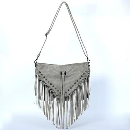 Trendy Riveted Tassel Shoulder Bag – Stylish and Practical Handbag with Tassels and Rivets - Country in My Heart