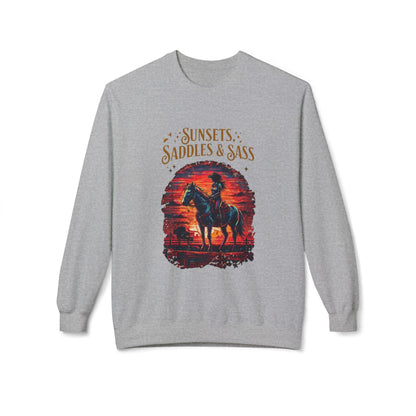 Sunsets Saddles and Sass Softstyle Fleece Crewneck Sweatshirt - Country in My Heart