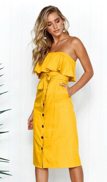 Summer Sun Strapless Button-Down Dress - Country in My Heart