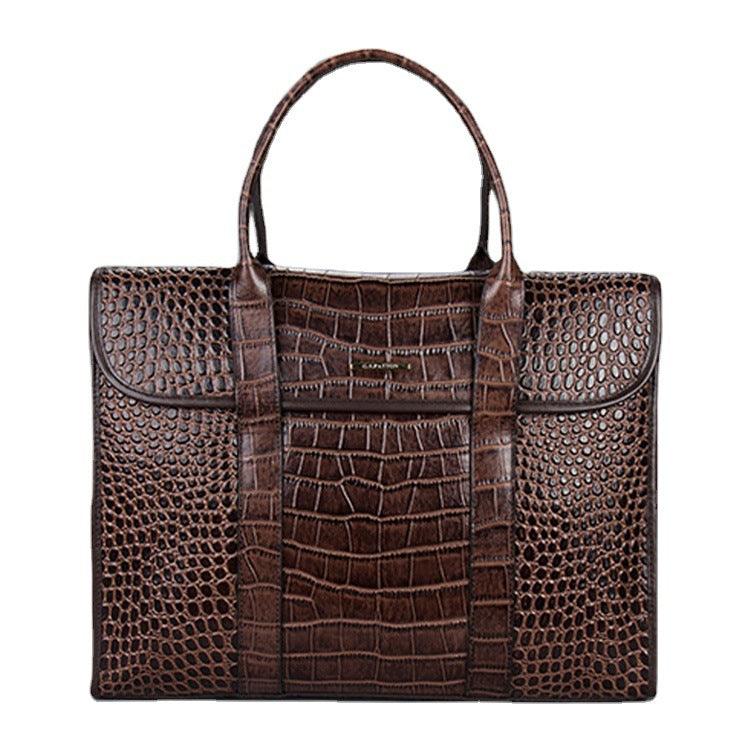 Exotic Croco Leather Laptop Bag - Luxury Genuine Cowhide for Stylish Women - Country in My Heart