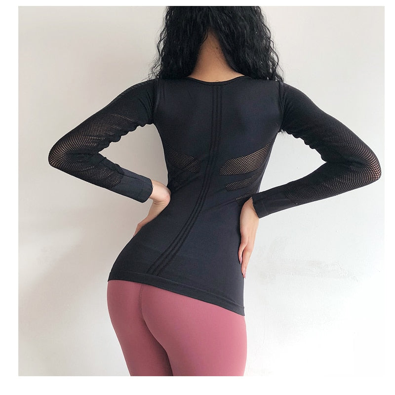 Sculpted Mesh Effect Yoga Shirt