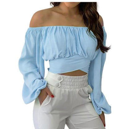 Off Shoulder Cross Tie Long Sleeve Top | Sexy & Trendy Cowgirl Look - Country in My Heart