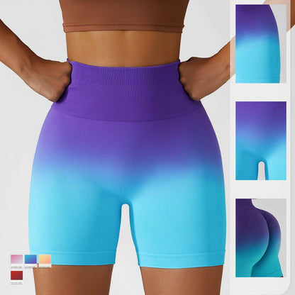 Gradient High-Waisted Yoga Shorts for Cowgirl Fitness | Seamless Activewear for Yoga, Running - Country in My Heart