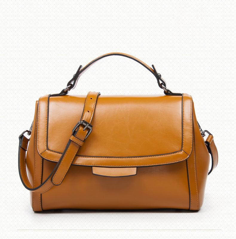 Luxury Genuine Leather Fashion Handbag for Cowgirls - Premium Black & Retro Brown - Country in My Heart