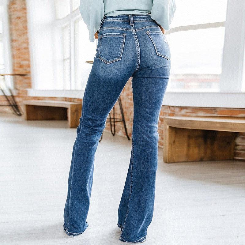 Rustic Cowgirl Distressed Jeans - Trendy Wide Leg Denim Jeans for Women - Country in My Heart