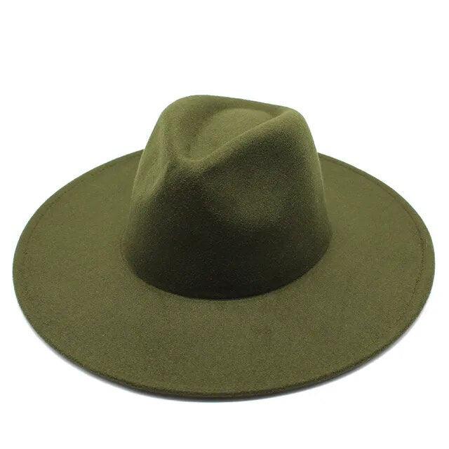 Modern Classic Felt Fedora – Stylish Wide Brim Wool Hat for Men and Women - Country in My Heart