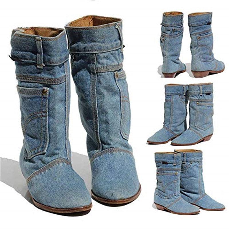 Sky Blue Denim Cowboy Boots - Country in My Heart