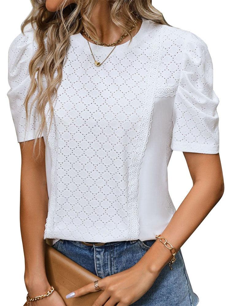 Effortless Chic Bubble Sleeve Top - Stylish and Trendy Blouse for Women - Country in My Heart