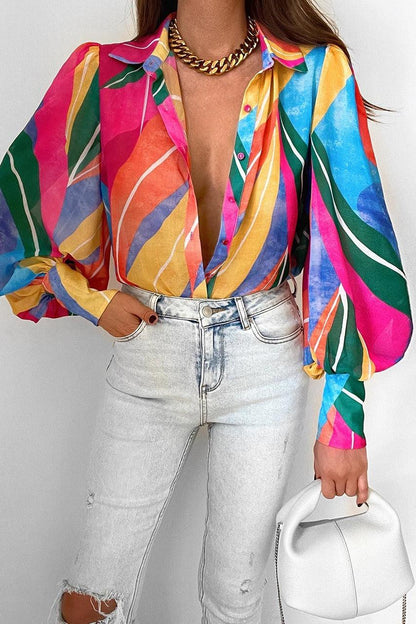 Long Sleeved Single Breasted Casual Top | Colorful Cowgirl Fashion for Every Day - Country in My Heart