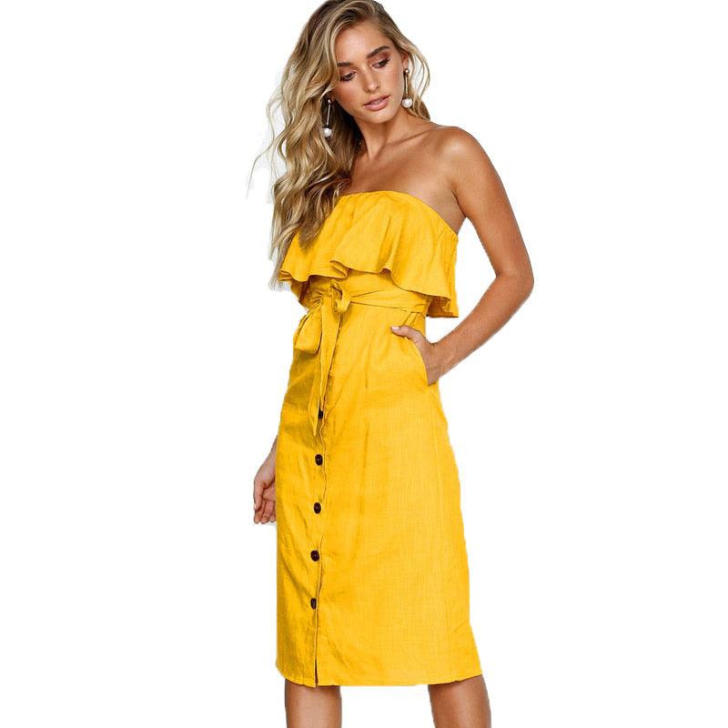 Summer Sun Strapless Button-Down Dress - Country in My Heart