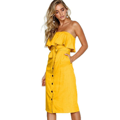 Summer Sun Strapless Button-Down Dress - Country in My Heart