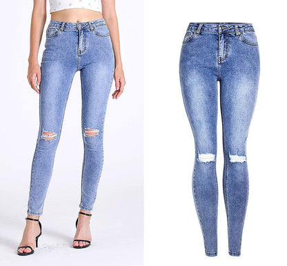 Essential Ripped Skinny Jeans – Stretch Slim Fit, Stone Wash Blue Denim, Street Style - Country in My Heart