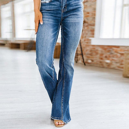 Rustic Cowgirl Distressed Jeans - Trendy Wide Leg Denim Jeans for Women - Country in My Heart