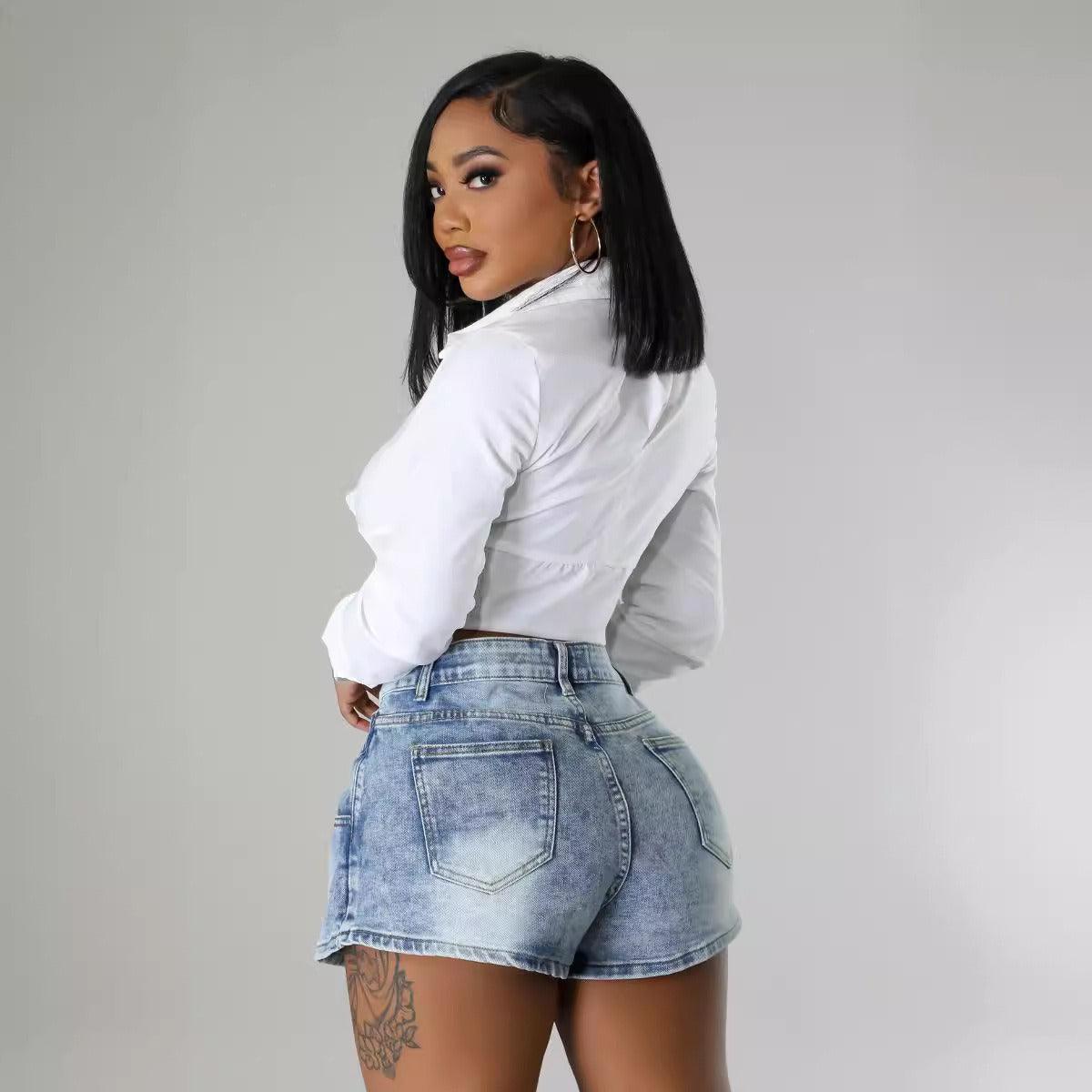 Denim Half Skirt Button-Up Shorts for Country Girls and Bartenders - Country in My Heart