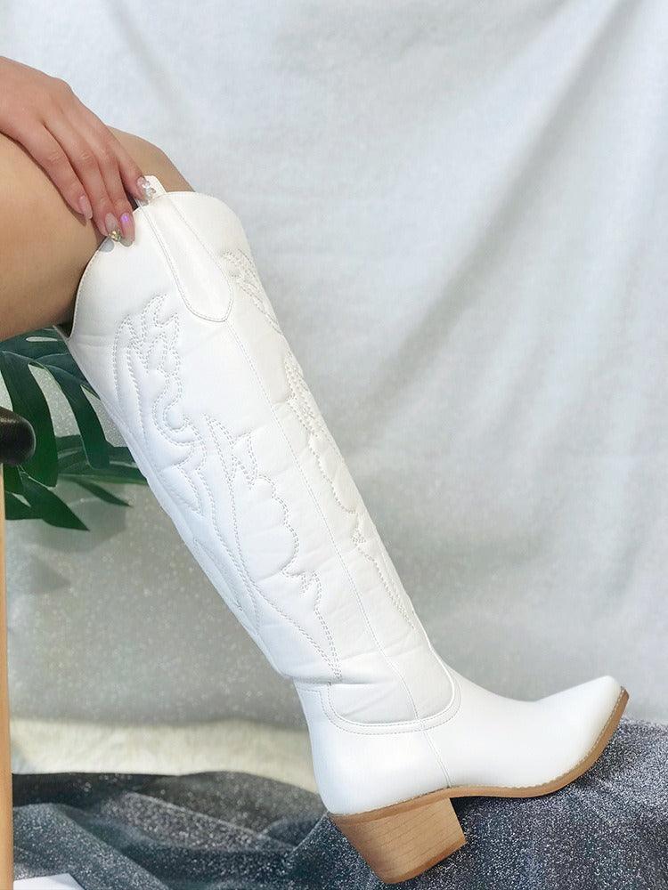 Western Chic Cowboy Boots | Stylish Chunky Heel Knee High Boots for Cowgirls - Country in My Heart