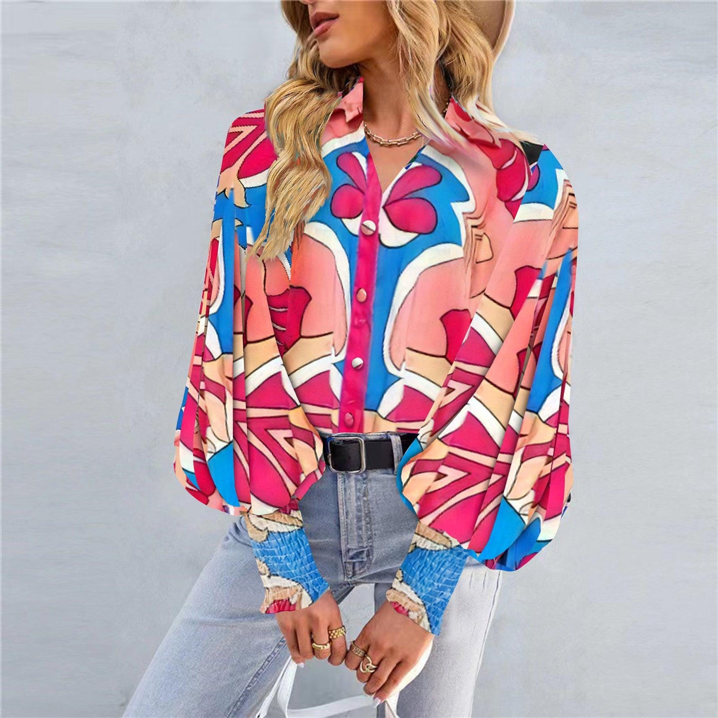 Boho Printed Lantern Sleeve Top – Relaxed Fit Casual Shirt for Country Girls - Country in My Heart