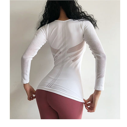 Sculpted Mesh Effect Yoga Shirt