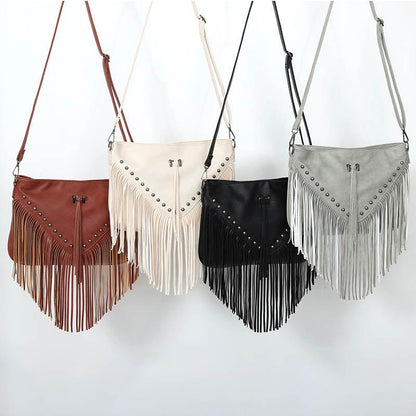 Trendy Riveted Tassel Shoulder Bag – Stylish and Practical Handbag with Tassels and Rivets - Country in My Heart