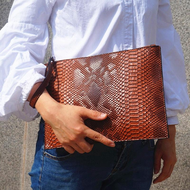 Python Luxe Clutch - Stylish Simulated Leather Clutch for Sophisticated Women - Country in My Heart