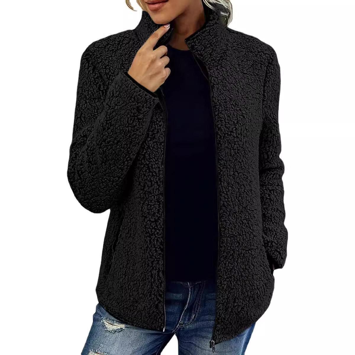 Stand Up Collar Long Sleeved Zipper Jacket - Country in My Heart