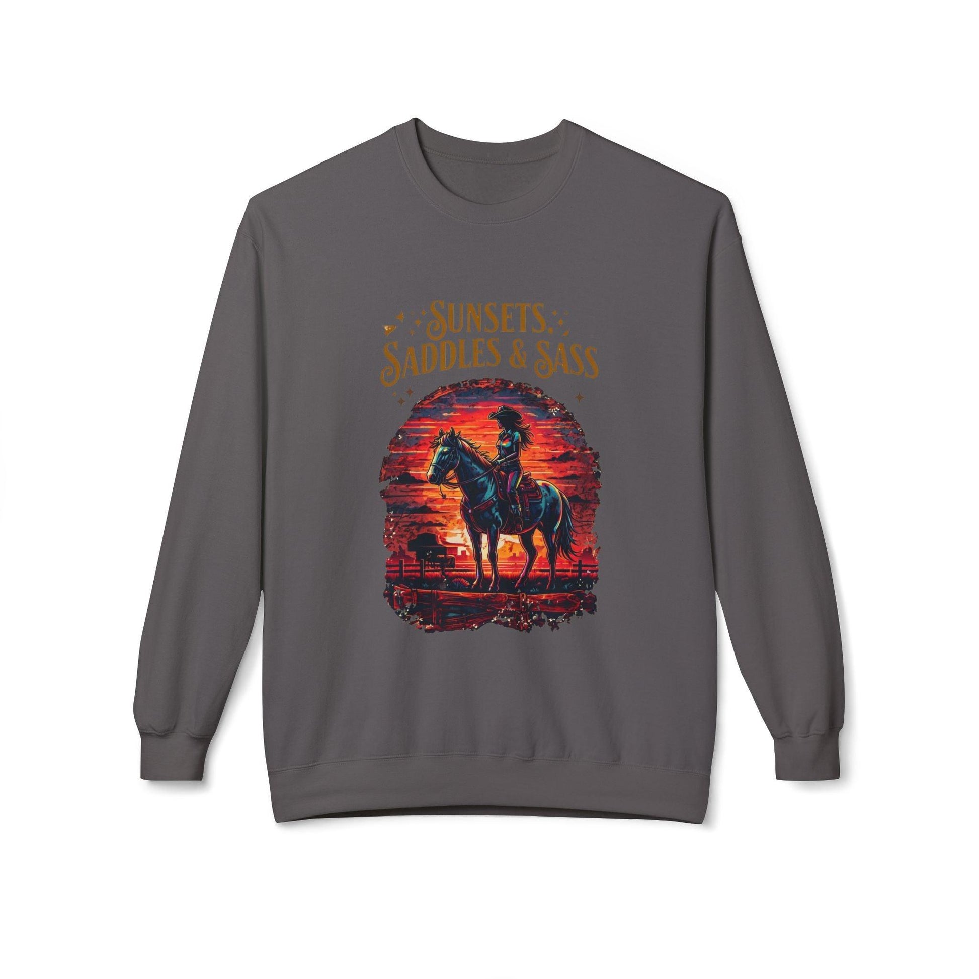 Sunsets Saddles and Sass Softstyle Fleece Crewneck Sweatshirt - Country in My Heart