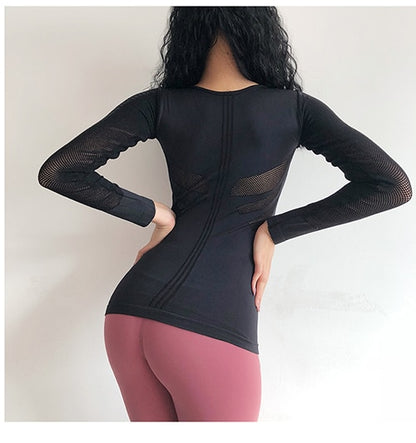 Sculpted Mesh Effect Yoga Shirt