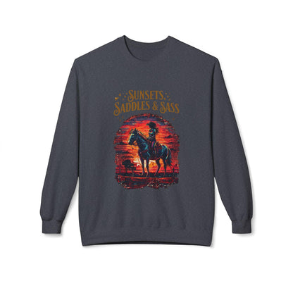 Sunsets Saddles and Sass Softstyle Fleece Crewneck Sweatshirt - Country in My Heart