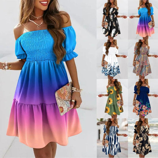 Boho Breeze Off-Shoulder Pleated Dress – Stylish Cowgirl Casual Wear - Country in My Heart