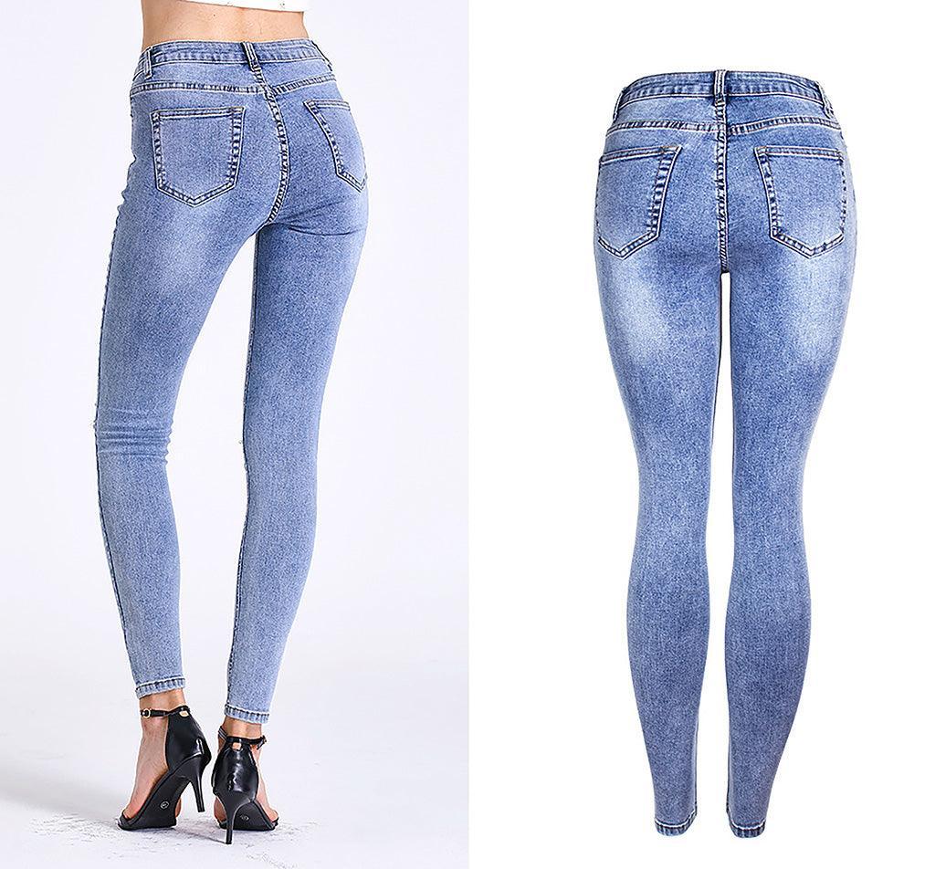 Essential Ripped Skinny Jeans – Stretch Slim Fit, Stone Wash Blue Denim, Street Style - Country in My Heart