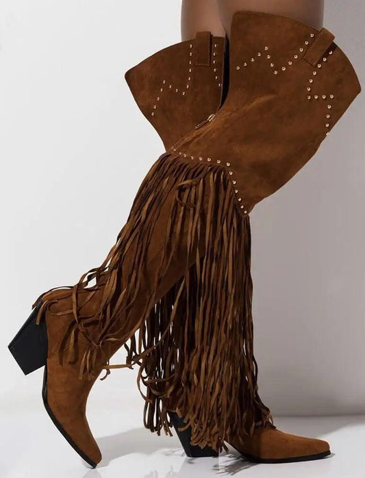 Vintage Fringe Over-the-Knee Boots - Country in My Heart