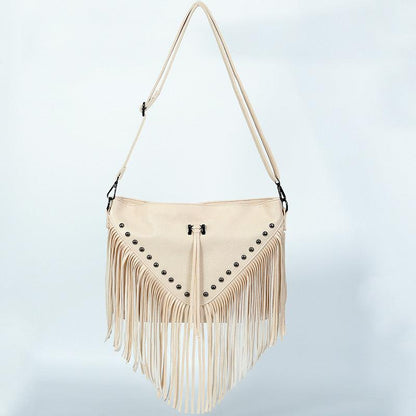 Trendy Riveted Tassel Shoulder Bag – Stylish and Practical Handbag with Tassels and Rivets - Country in My Heart