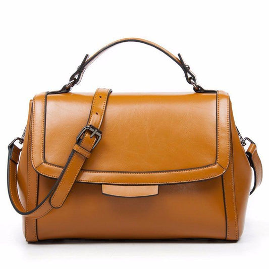 Luxury Genuine Leather Fashion Handbag for Cowgirls - Premium Black & Retro Brown - Country in My Heart