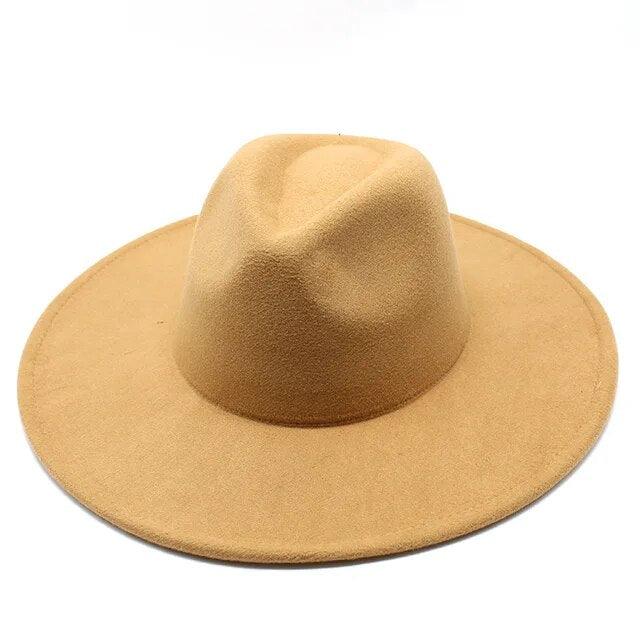 Modern Classic Felt Fedora – Stylish Wide Brim Wool Hat for Men and Women - Country in My Heart