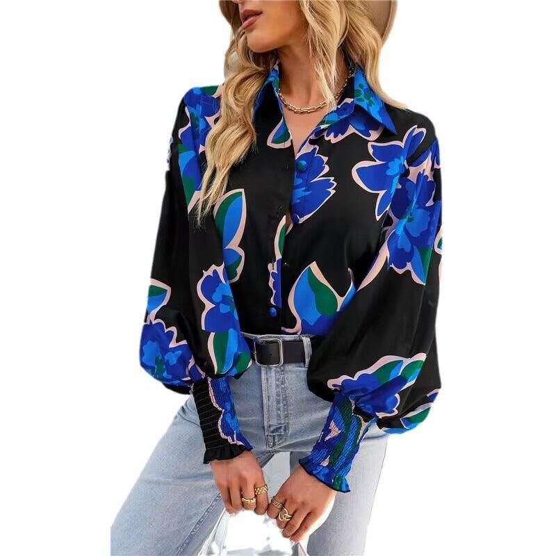 Boho Printed Lantern Sleeve Top – Relaxed Fit Casual Shirt for Country Girls - Country in My Heart