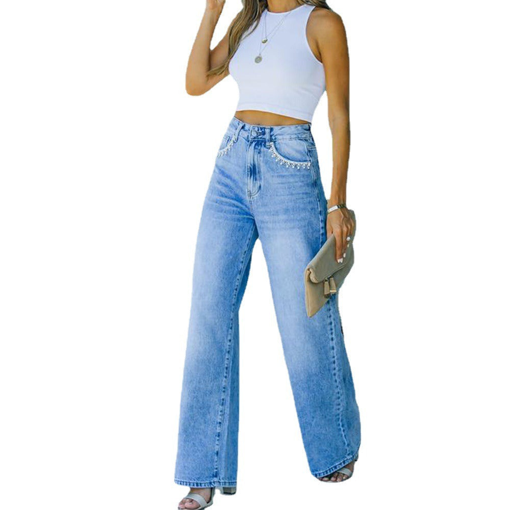 "Ava" Petal Pocket Wide-Leg Denim Jeans - Country in My Heart