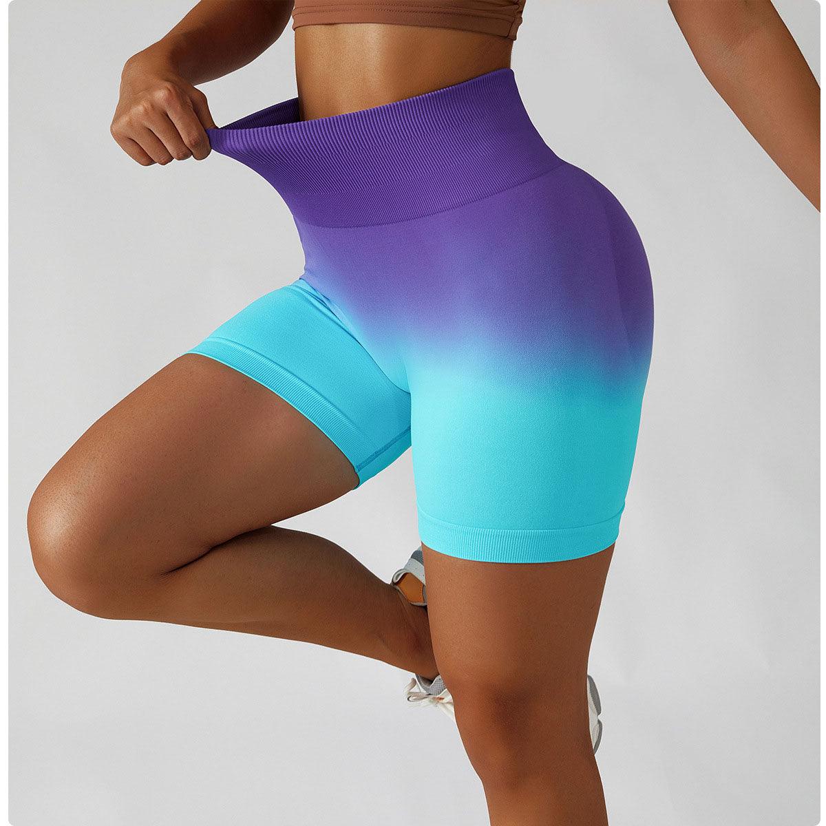 Gradient High-Waisted Yoga Shorts for Cowgirl Fitness | Seamless Activewear for Yoga, Running - Country in My Heart