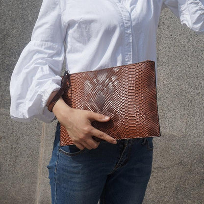 Python Luxe Clutch - Stylish Simulated Leather Clutch for Sophisticated Women - Country in My Heart