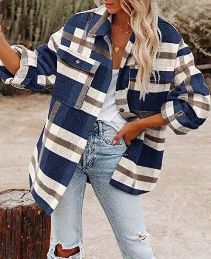 Western Charm Plaid Wool Coat - Cozy Checkered Wool Coat for Cowgirl Style Women - Country in My Heart