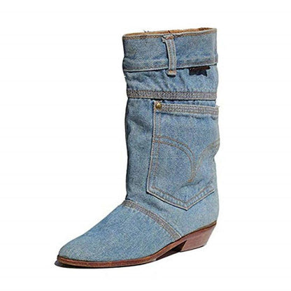 Sky Blue Denim Cowboy Boots - Country in My Heart