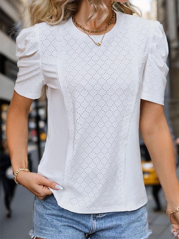 Effortless Chic Bubble Sleeve Top - Stylish and Trendy Blouse for Women - Country in My Heart