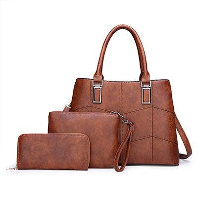 Luxury 3 Piece Leather Tote Set | Genuine Leather Cowgirl Shoulder Bag & Clutch - Country in My Heart