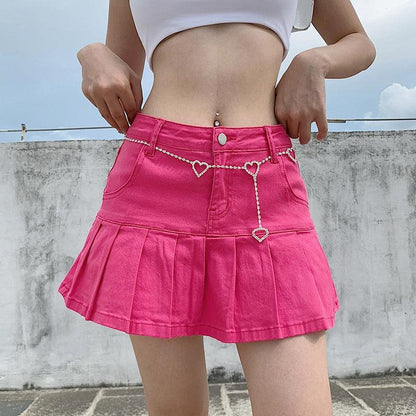High-Waisted Pleated Jean Skirt for Country Girls and Bartenders - Country in My Heart