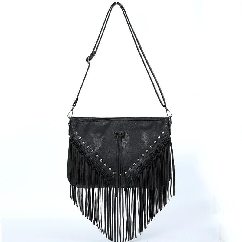 Trendy Riveted Tassel Shoulder Bag – Stylish and Practical Handbag with Tassels and Rivets - Country in My Heart