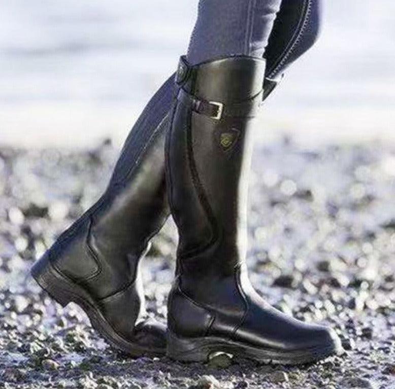 Vintage Ride Leather Boots - Stylish Retro Riding Boots for Trendy Women - Country in My Heart