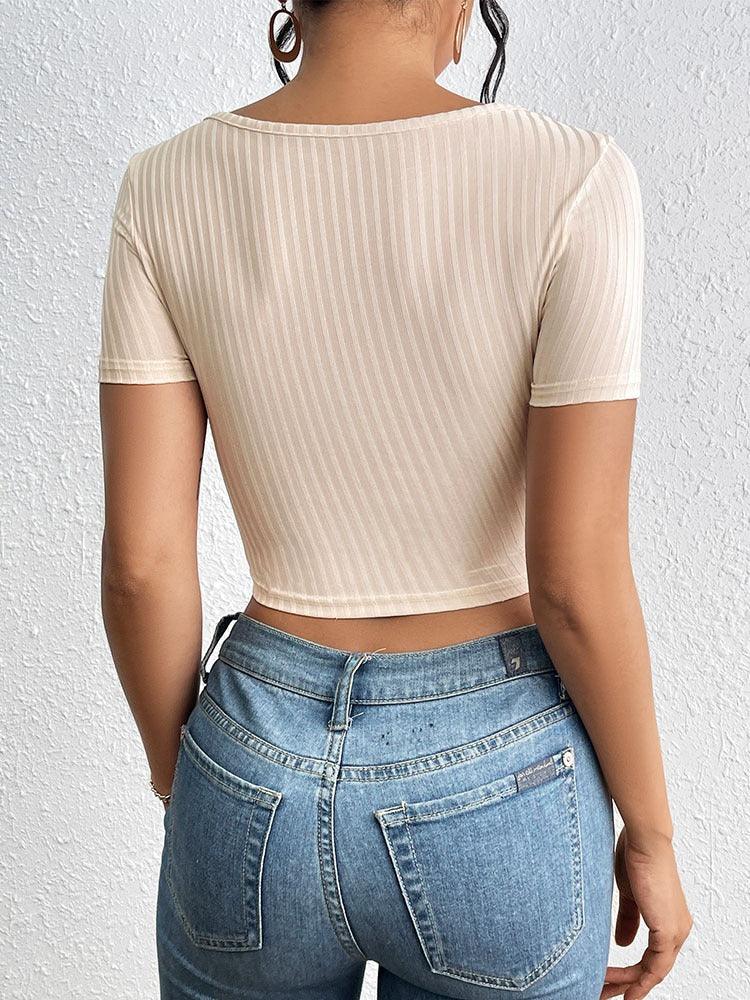 Silky Textured Crop Top – Chic Asymmetrical Collar Top for Casual & Formal Wear - Country in My Heart