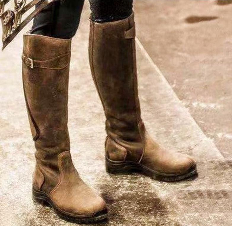 Vintage Ride Leather Boots - Stylish Retro Riding Boots for Trendy Women - Country in My Heart